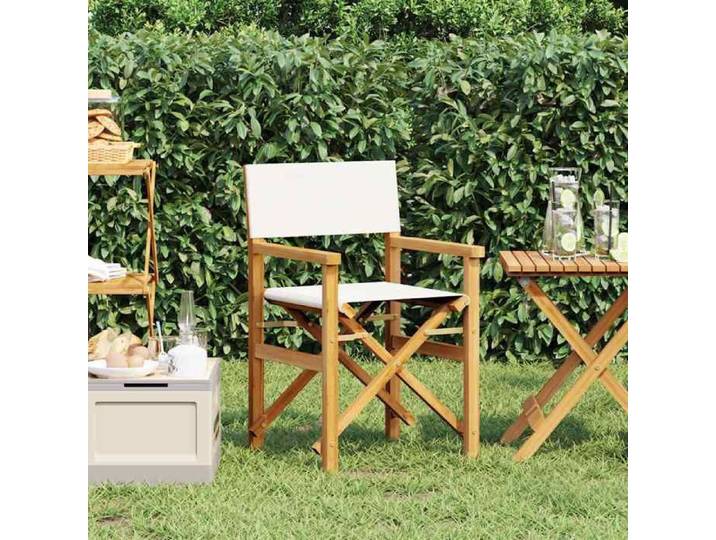 Chaise de metteur en scène pliante crème - Usage Intérieur/jardin - VIDAXL - design-classique Bois teck massif EU25_X23303
