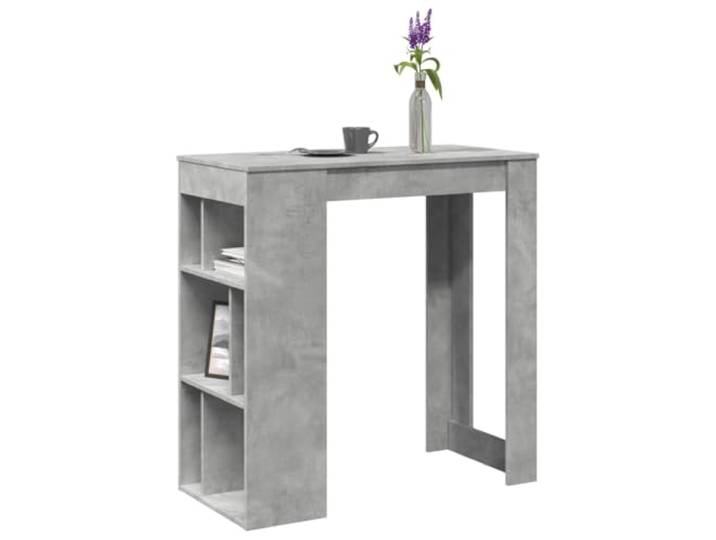 HEFZGDB Bartisch mit Regal Betongrau 102x50x103,5 cm Holzwerkstoff mit 6 Fächern für Stauraum, Stehtisch für Küche Wohnzimmer Essbereich, langlebiges Möbelstück mit Wandhalterung,