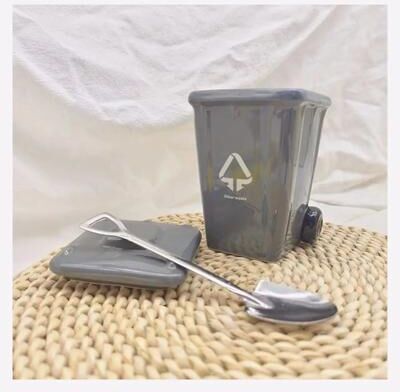 Uplift Picks Funny Trash Can Ceramic Mug Cute Kawaii Coffee Cup For Home And Office gray 400 Ml