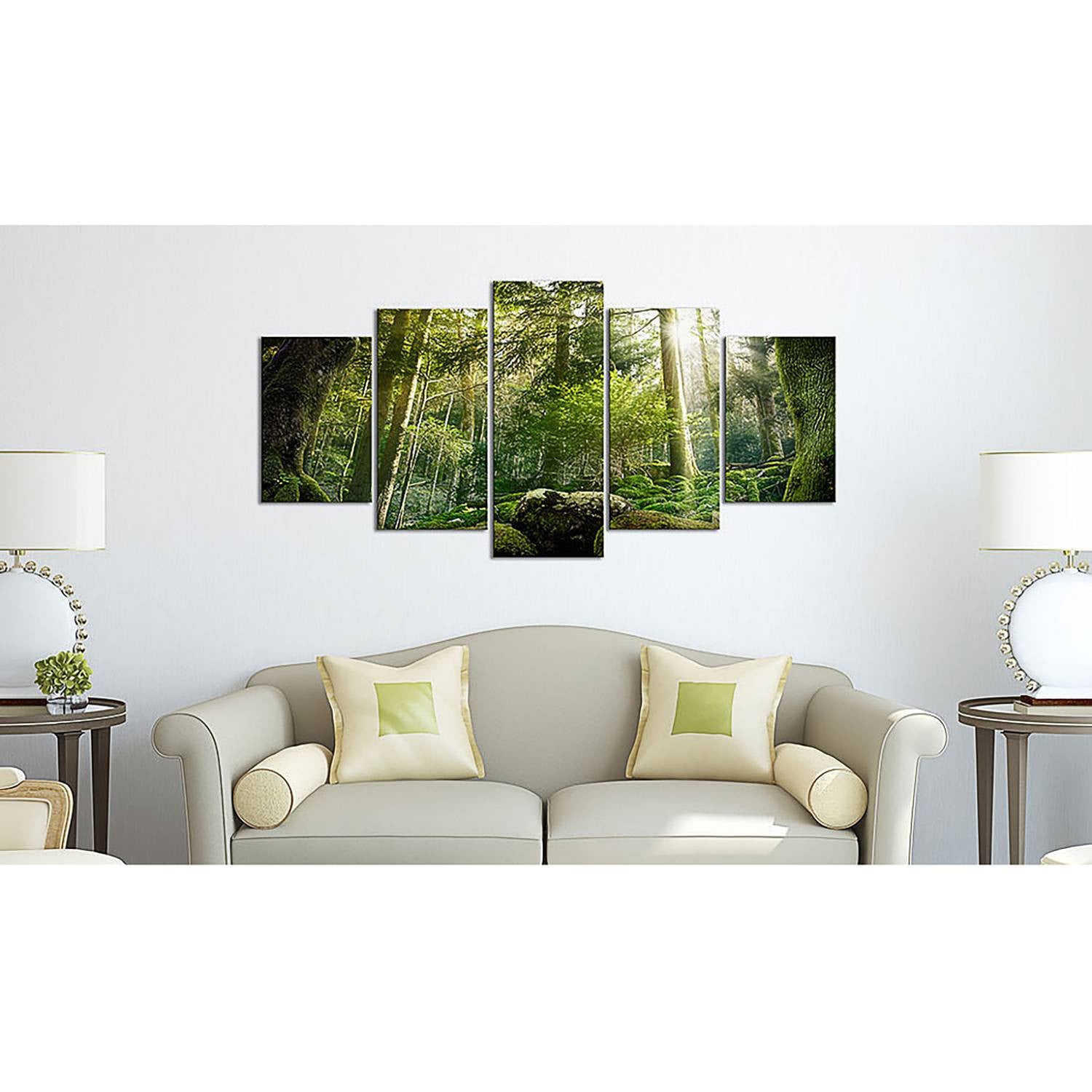 home24 Wanddecoratie The Beauty of the Forest linnen groen 200 x 100 cm