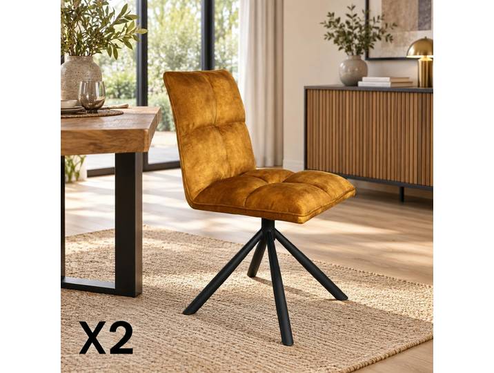 Chaise pivotante en tissu (lot de 2) IENA - Moutarde