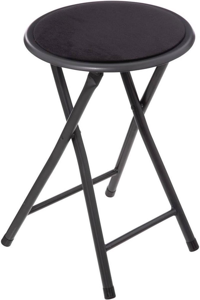 Zwarte Fluwelen Klapkruk met Metalen Frame