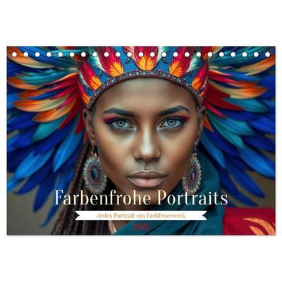 Farbenfrohe Portraits (Tischkalender 2026 DIN A5 quer), CALVENDO Monatskalender