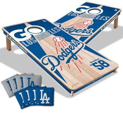 Skip's Garage Los Angeles Dodgers MLB 2x4 Cornhole Board Set