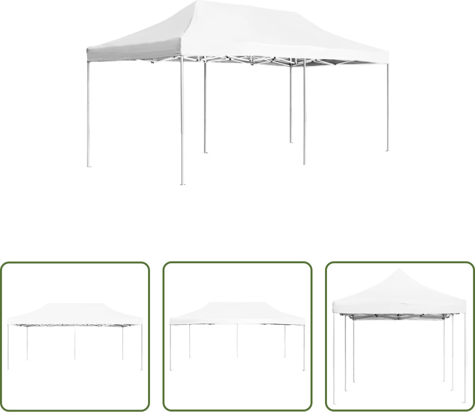 The Living Store Profi-Partyzelt Faltbar Aluminium 6x3 m Weiß