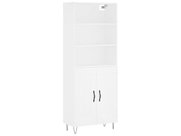 GHVBNMF Highboard Weiß 69,5x34x180 cm Schrank mit Türen Elegantes 2-teiliges Design für Wohnzimmer & Flur. Großer Stauraum mit stabilen Metallfüßen & Kippschutz.