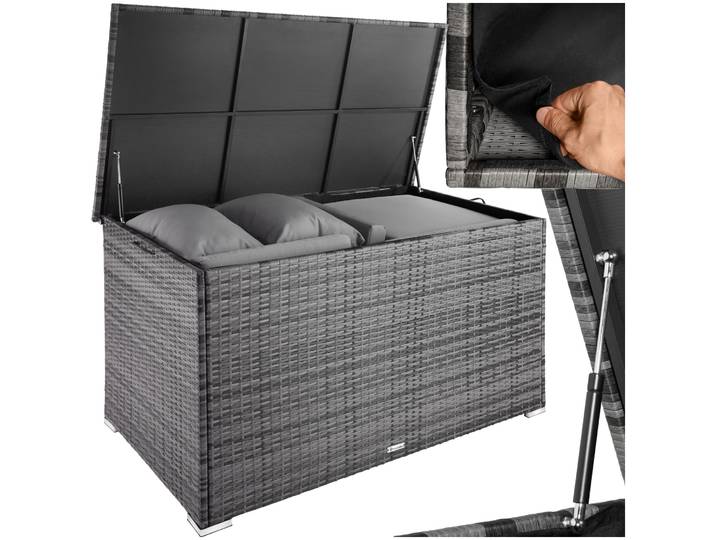 Coffre de jardin Oslo structure en aluminium 145x82,5x79,5cm - gris
