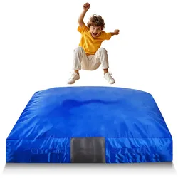 VEVOR Crashpad 150 x 150 cm, Kindermatte mit Schaumstoffblöcken & Waschbarem Bezug, Weiche Schaumstoff-Landezone, Fallschutzmatte, Ausstattung für Sinnesräume zum Springen Entspannen Spielen Blau