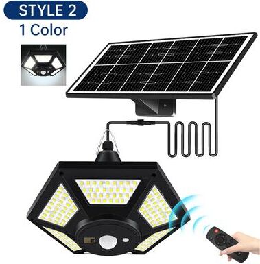 Outdoor Solar Garden Lights Solar Pendant Light Indoor Outdoor 228 LED, Remote Solar Shed Light For Garage, Barn, Gazebo, Yard style2