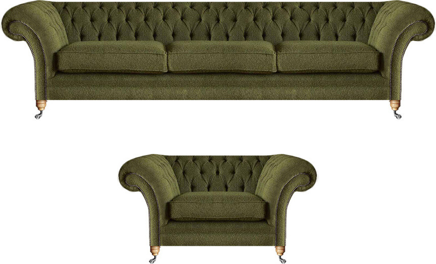 Chesterfield Designer Bankstel Set van 2 stuks in Textiel