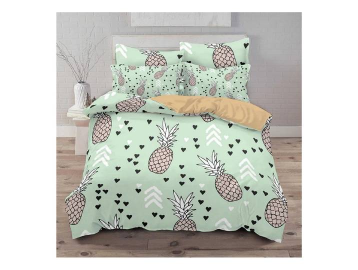 LuxusKollektion Kinderbettwäsche Bettwäsche Set Ananas Tropisch 155x220cm + 80x80cm