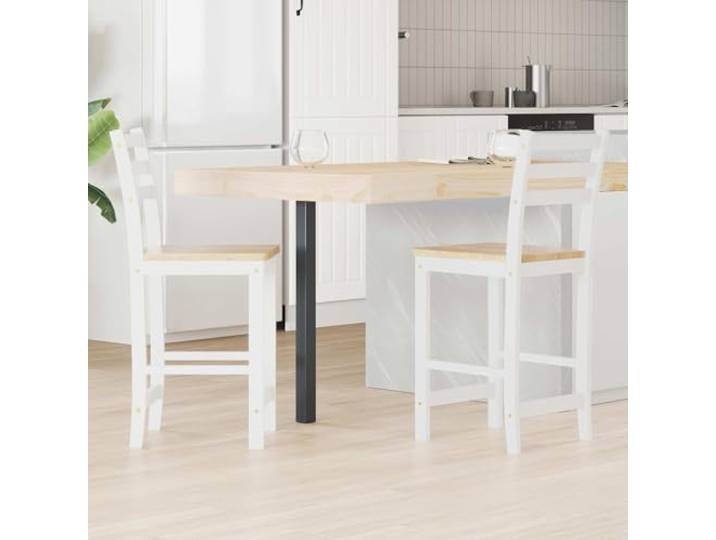 KGHFDVB Esszimmerstühle 2 STK Massives Gummiholz Weiß Modern Minimalistisch Kautschukholz Konstruktion, ergonomische Rückenlehne, pflegeleichte Oberfläche, Indoor Einsatz, zeitloses Design