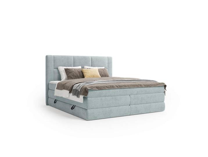 Esposa Boxspringbett, Hellblau, Kunststoff, H2 + H3, 140x200 cm, Schlafzimmer, Bett, Boxspringbetten