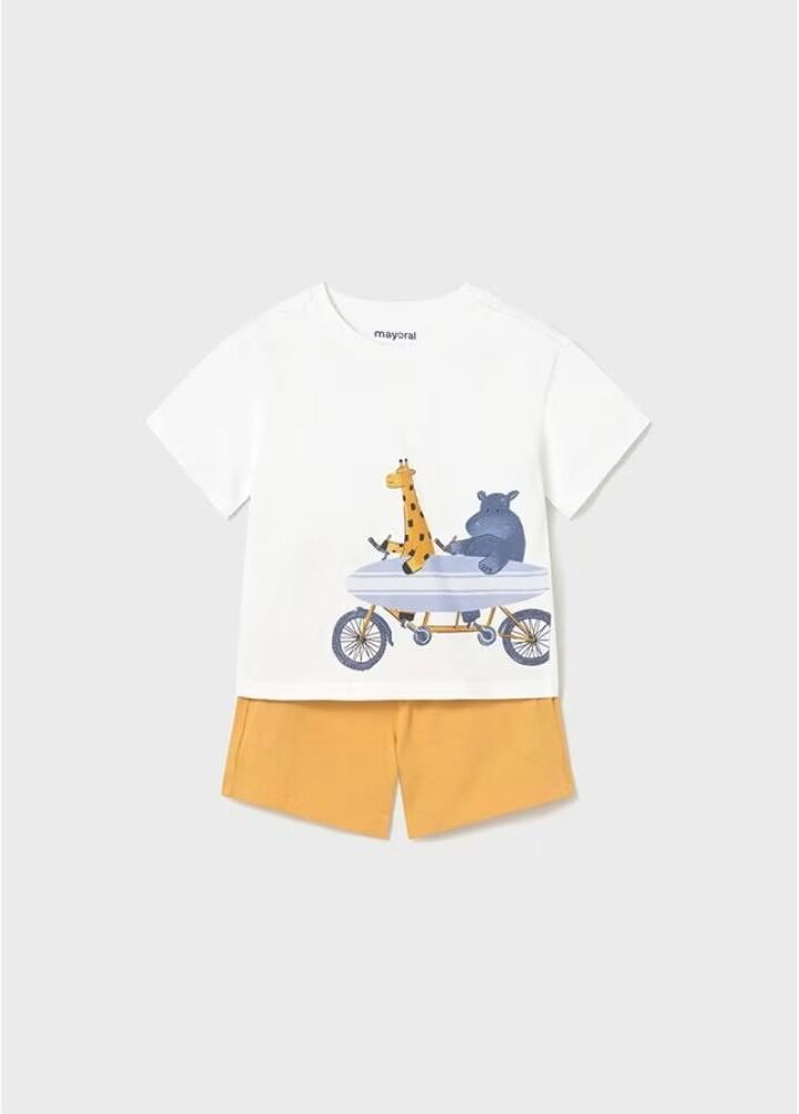 Mayoral Conjunto Camiseta Y Short Estampado Infantil Camel 3 Años Niño