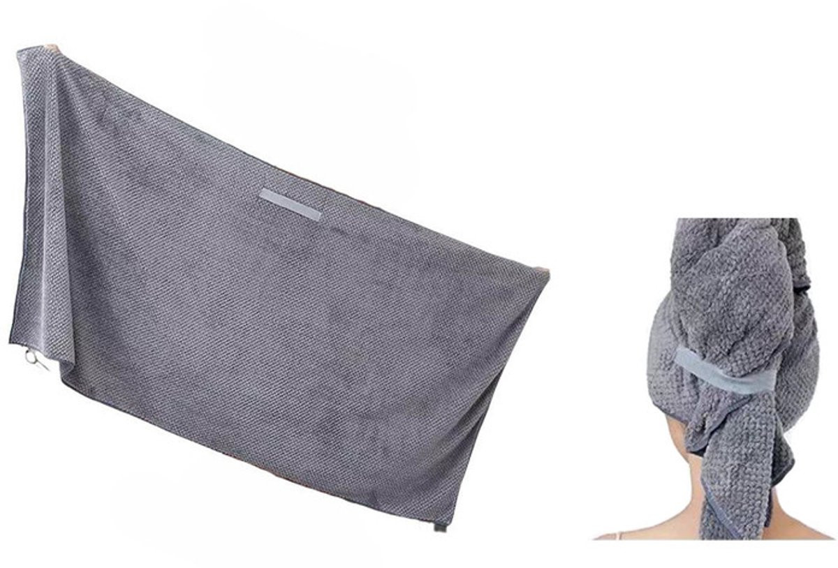 Grijs Microvezel Haarhanddoek voor Volwassenen - Sneldrogende Haartulband