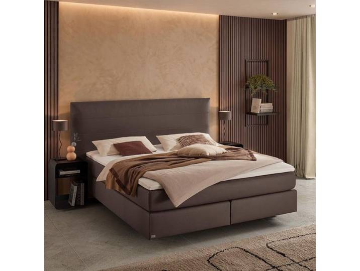 Boxspringbett Oleron Kunstleder 140x200cm TTF-Box Härtegrad: H2 Braun modern
