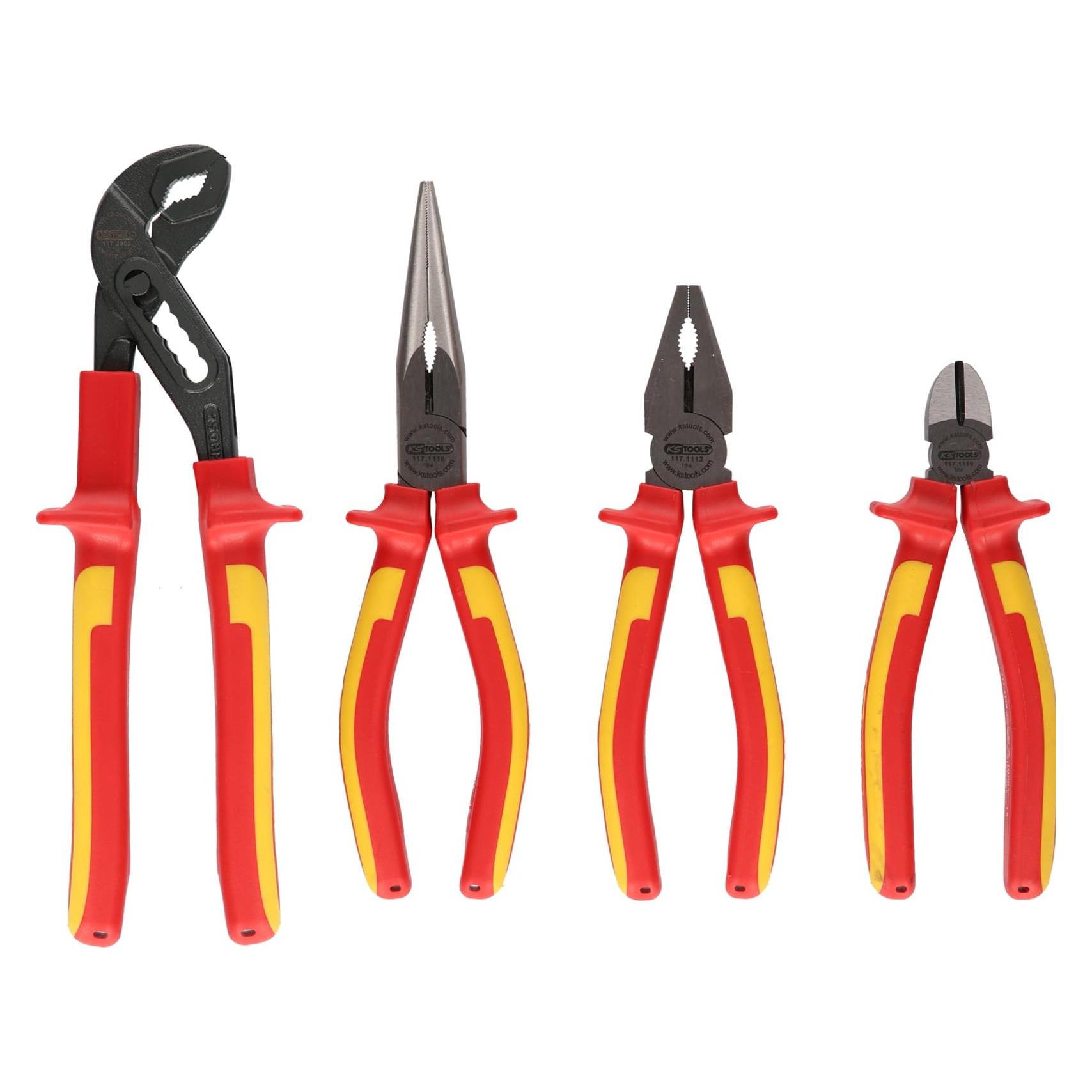 KS Tools ERGOTORQUE VDE Zangen-Satz, 4 Teile, Variante 1, matt verchromt (38 mm) (117.1100)