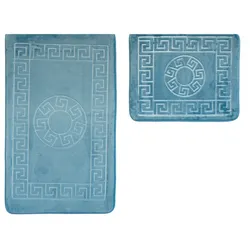 Almina 2 Teiliges Bademattenset mit Muster Blau