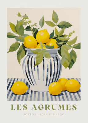 Inspire Picks Retro Lemon Garden Lemon Wall Art Canvas Fresh Summer Fruit Decor Prints 13 30x40cm