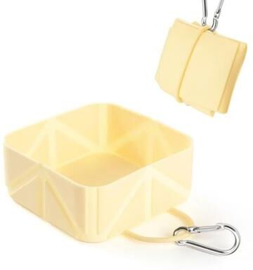 Inspired Living LockSafe Collapsible Dog Bowl Collapsible Dog Bowl For Travel, Hiking & Daily Walks yellow