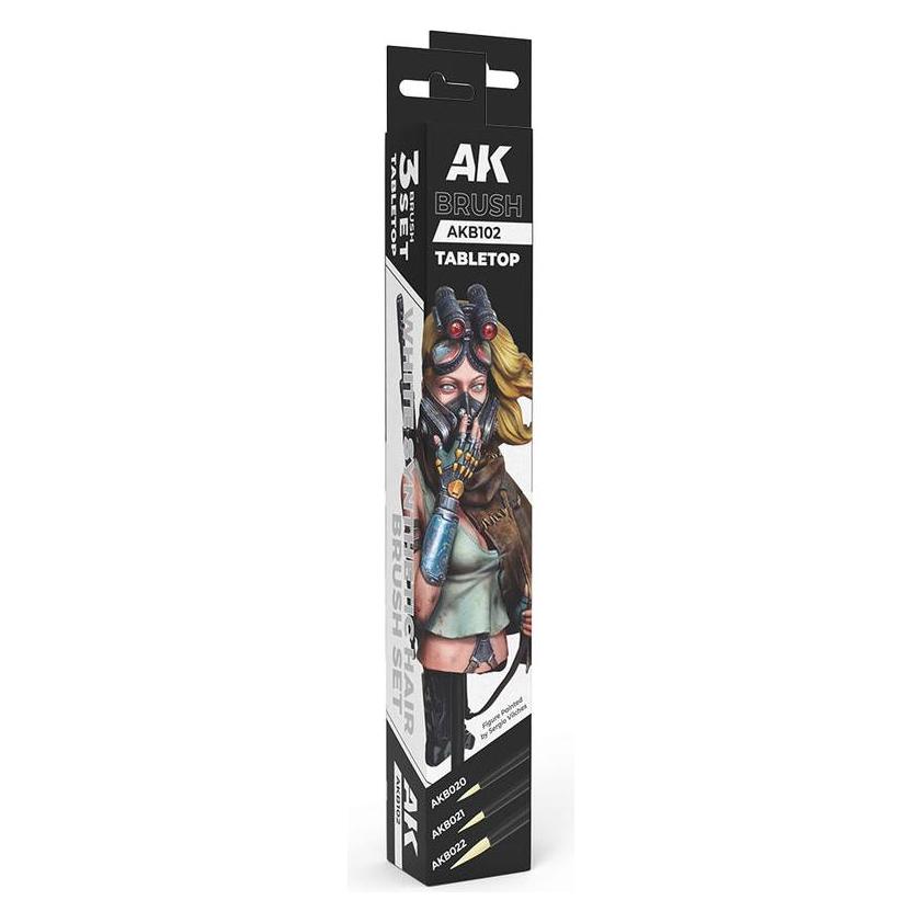 AK Interactive TABLETOP SYNTETHIC BRUSHES SET (3 brushes) (AKB102)