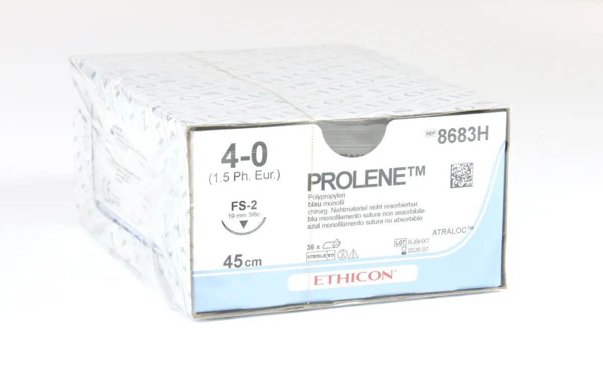 Ethicon Nahtmaterial Prolene monofil blau 4-0, mit Nadel FS 2S, 45 cm Faden (3 Dtz.) nicht resorbierbar 8683H