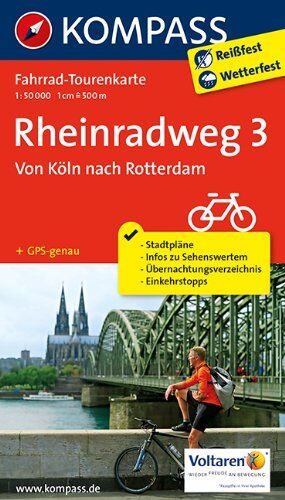 Rheinradweg 3, Von Köln nach Rotterdam: Fahrrad-Tourenkarte. GPS-genau. 1:50000. - Preis vom 30.09.2026 22:30:23 h