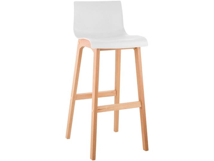CLP Barhocker Holz Weiß, 41x102x46 cm, Esszimmer, Barmöbel, Barhocker