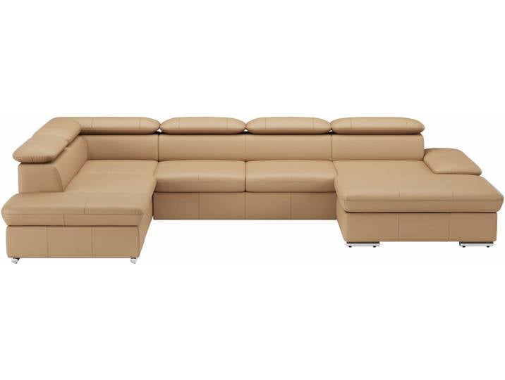 Wohnlandschaft, NaturLEDER®, Braun (Cappuccino), 349×226 cm, U-Form, Manuell Verstellbar, Sit&More