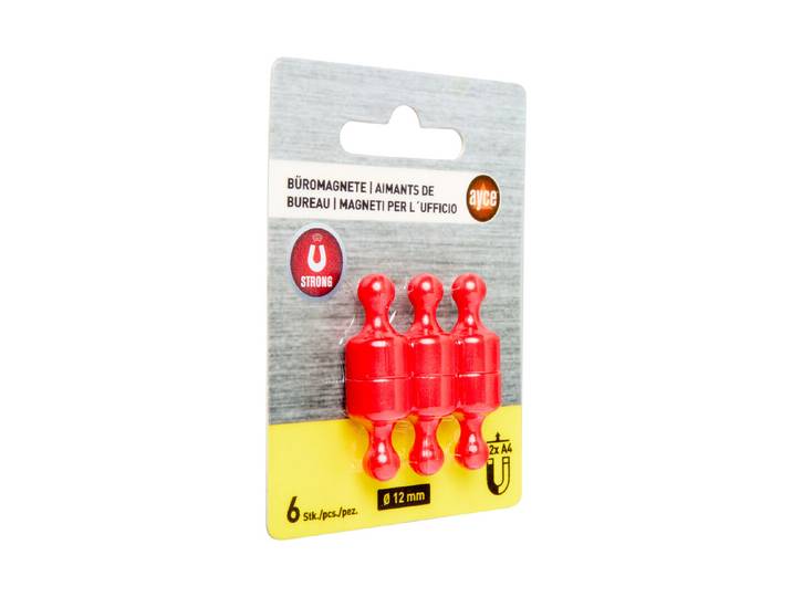 Ayce Büromagnete Stark Rot ⌀ 1.2 cm 6 Stück