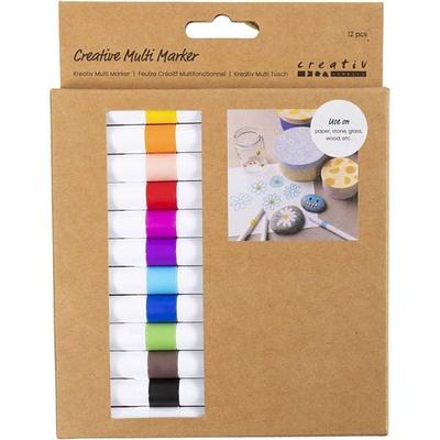 Creativ Company Kreativ Multi Marker, Strichstärke 4 mm, sortierte Farben, 12 Stk