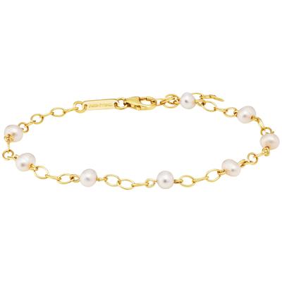 Armband JULIE JULSEN "925/- Sterling Silber vergoldet 8 Perlen 19cm lang", gold, Armbänder, Damen, 19cm, Silber 925 (Sterlingsilber), Armband