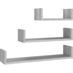 vidaXL Wandregale 3 Stk. Grau Sonoma Holzwerkstoff