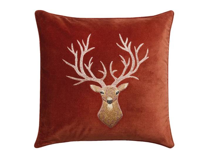 Chhatwal & Jonsson Housse de coussin Embroidered Reindeer 50x50 cm Rust