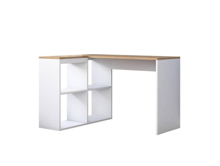 Calicosy Eckschreibtisch in eiche- und weissoptik 50/120/74,8 cm, Eichefarben, 50x74.8x120 cm, Büromöbel, Schreibtische, Eckschreibtische