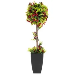 LUMIDA Casa LED-Dekobaum Buchs & Beeren 5h-Timerfunktion Höhe 82cm