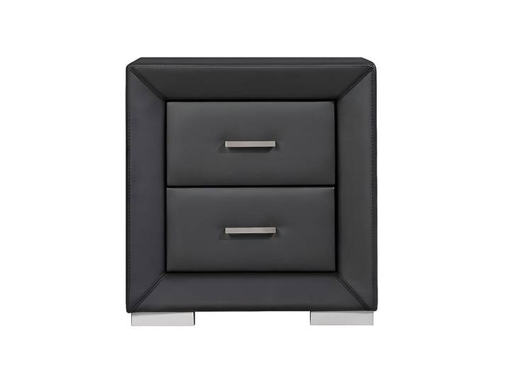 Vente-Unique Nachttisch - 51.5 cm x 43 cm - kunstleder - schwarz Capitole, Schwarz, Leder, Uni, 2 Schubladen, Rechteckig, 51.5x54.5x43 cm, Schlafzimmer, Nachtkästchen