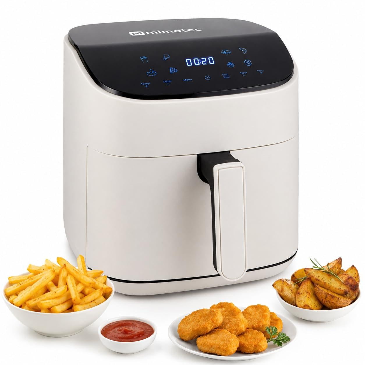 Selius Air Fryer 6,5 l, luchtfriteuse zonder olie, 1600 W, 8 digitale menu's