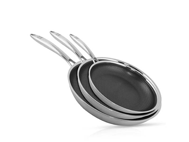 FIXLINE® Premium Bratpfannen Set Ø28/24/20cm - alle Herdarten inkl. Induktion - Kratzfeste Antihaftbeschichtung - Backofen bis 230℃ - Allrounder Set