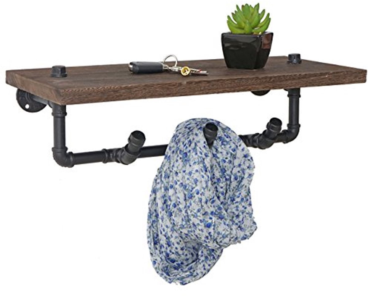 Wandgarderobe met Industrieel Design - Bruin Opbergrek voor Kleding en Accessoires