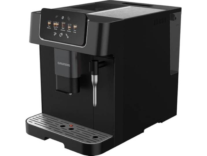 GRUNDIG KVA 6230 Kaffeevollautomat, 5 Spezialitäten, 19 Bar 13-stufiges Edelstahl-Kegelmahlwerk · Milchschaumdüse · Doppel-Auslauf · Tassenwärmer · Self-Clean · Schwarz/Silber