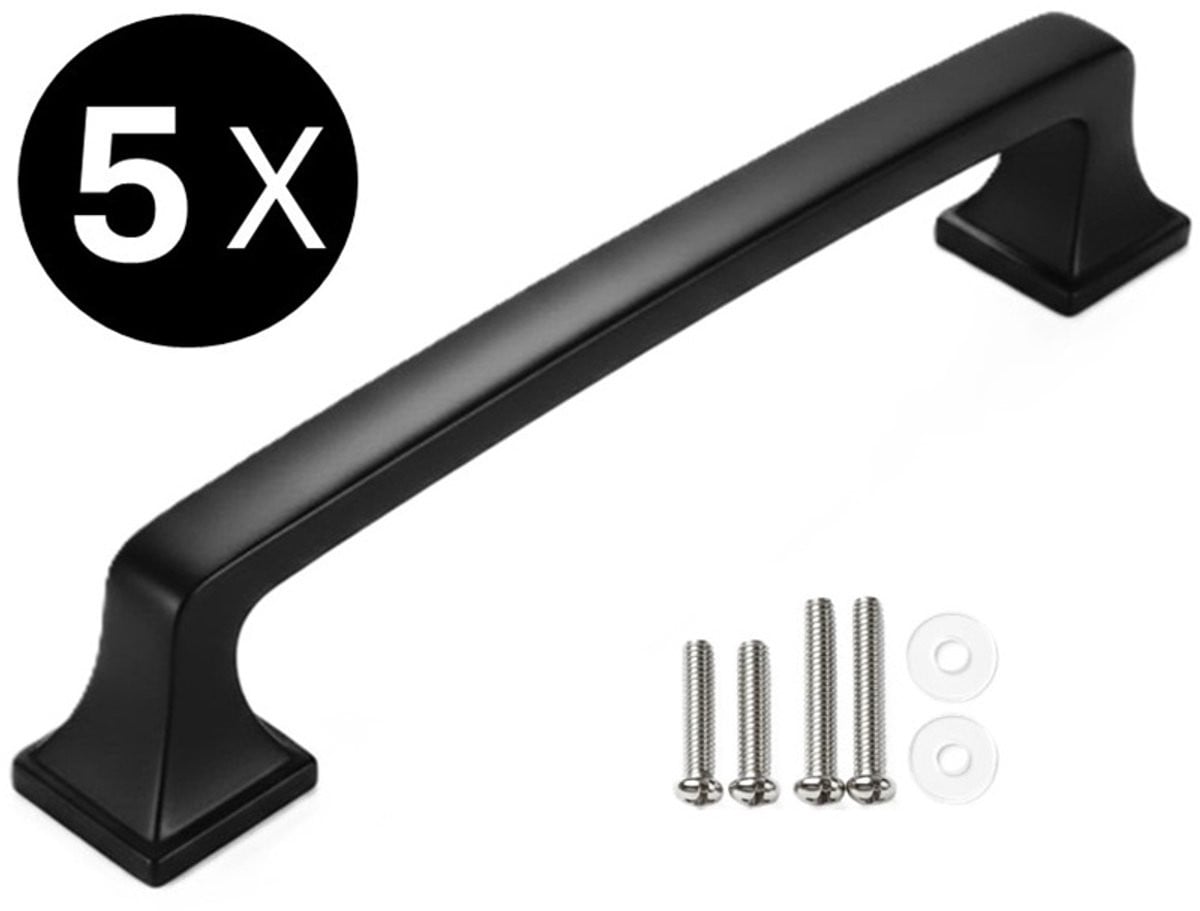 MSQDESIGN Set van 5 zwarte meubelgrepen 128mm inclusief schroeven