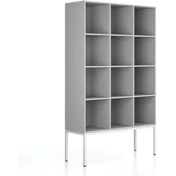 Bücherregal FRAME, mit weißem Sockel, 1299 x 450 x 2185 mm, grau