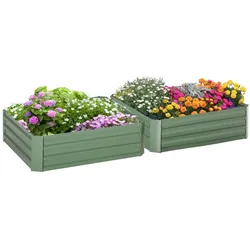 Hochbeet Set, 2-TLG. Gartenbeet aus Stahl, Blumenkübel