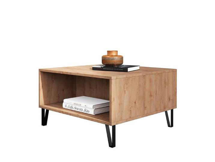 Newroom Couchtisch Wildeiche 60 cm, Wildeiche Weiß Wohnzimmertisch Modern Indurstrial Landhausstil