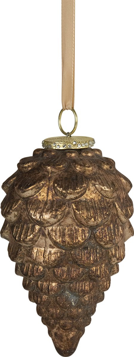 Antieke dennenappel decoratie in antiek bruin, 18 cm