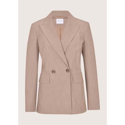 Jackenblazer MADELEINE "Blazer Doppelreiher-Blazer mit Zierstich", Damen, Gr. 40, taupe, melange, Modern, regular fit, V-Ausschnitt, Blazer