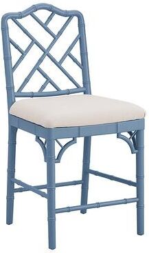 "Dayna Stool - Cornflower/Sandberg Parchment, Counter Stool 25""H - Ballard Designs"