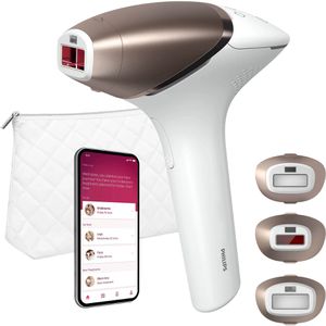 Philips IPL-Haarentfernung Lumea Series 9000 SenseIQ BRI955/00, mit 3 Aufsätzen und Tasche, Netz- & Akkubetrieb, weiß