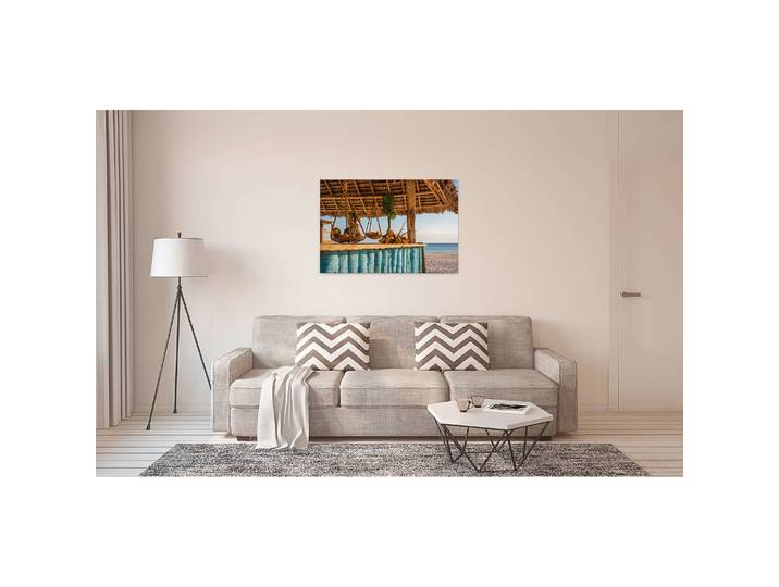 Impression sur toile Strand Beach Bar Polyester PVC / Épicéa Bleu 90 x 60cm